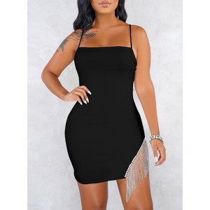Women's Cross Back Fringe Accent Mini Dress