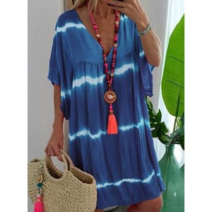 Tie-Dye Knee Length Relaxed Fit Summer Dress