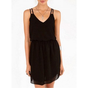 Womens Casual Dress - Chiffon Covered / Mini