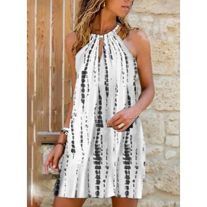 Women's Mini Halter Dress - Keyhole Neck Opening / Mini Style
