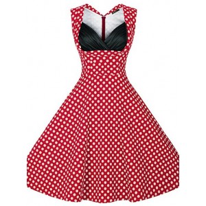 Plus Size Vintage Midi Dress - Sleeveless