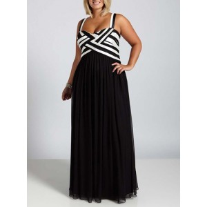 Plus Size Maxi Dress - Pleated Chiffon Skirt
