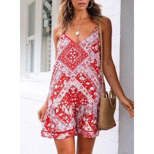 Women's Casual Sundress - Wide Ruffle / Spaghetti Straps