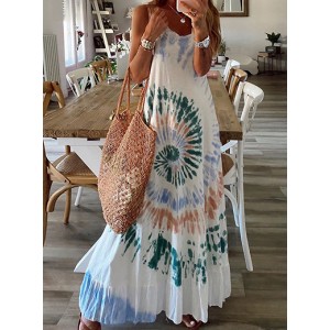 Women's Festive Maxi Dress - Wide Ruffle / Spiral Design