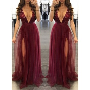 Women's Chiffon Evening Gown - Double Chiffon Skirt
